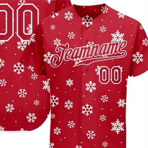 Camiseta de Béisbol Personalizada con Estampado de Copos de Nieve Rojos, Camiseta Navideña de Manga Corta con Estampado por Sublimación para Equipos - Product Image 6