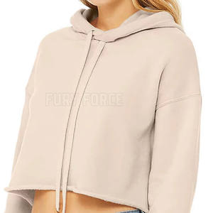 Coton Polyester fait séchage rapide femmes haut court sweats à capuche manches longues femmes haut court sweats à capuche - Product Image 3