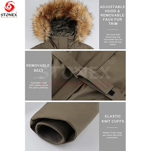Veste parka d'hiver mi-longue pour femme Manteau bouffant à capuche avec ceinture réglable Nouvelle veste - Product Image 5