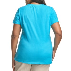 Camisas de talla grande de color liso de alta calidad y transpirables al por mayor, Camiseta extragrande de algodón para mujer con logotipo personalizado - Product Image 4