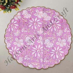 Handmade Printed Modern Round Table Napkin 100% Cotton Unique Design for <b>Airplane</b>, Hotels and Home Use EN105 - Product Image 4