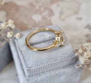 925เงินสเตอร์ลิง14K ชุบทองวินเทจรูปไข่เพชรโมอิสซาไนต์แหวนหมั้นคลัสเตอร์เครื่องประดับที่เน้น - Product Image 3