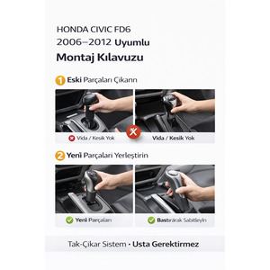 Juego de Palanca de Cambios Manual de 5 Velocidades con Cubierta de Freno de Mano para Honda Civic FD6 2006-2012, Compatible con OEM - Product Image 1