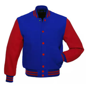 Vente en gros Vestes universitaires unisexes Logo personnalisé Manteau en coton col montant décontracté Baseball Letterman polaire - Product Image 1