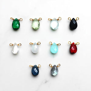 Conector de abalorio de piedras preciosas facetadas envuelto en alambre con forma de pera de Topacio Azul de plata esterlina para fabricación de joyas DIY - Product Image 2