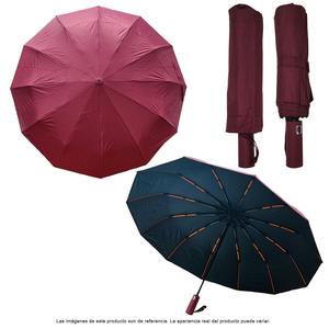 Paraguas Clásico Plegable Semiautomático de 10 Varillas, Doble Capa, Detalle Dorado, Compacto, Resistente al Viento, Lluvia y Rayos UV, Premium - Product Image 2