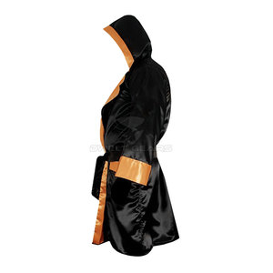 Robe de boxe à capuche personnalisée de haute qualité 2024 pour hommes, en satin/polyester, pour entraînement MMA et kick-boxing, à prix réduit – Meilleures ventes - Product Image 3