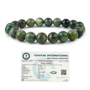 สร้อยข้อมือลูกปัดมอสอาเกตแท้ขนาด 10 มม. รูปทรงกลม เพื่อการเจริญรุ่งเรือง สมดุลอารมณ์ ความเริ่มต้นใหม่ - ชาร์จพลังเรกิ - Product Image 1