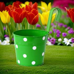 Pots de fleurs décoratifs suspendus en métal galvanisé à pois pour balustrade de balcon maison jardin pépinière couleurs personnalisées enduit de poudre - Product Image 4