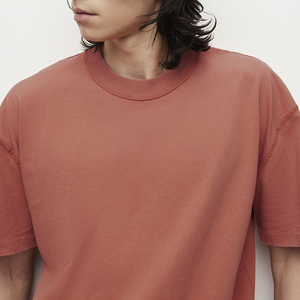 Vente en gros de t-shirts vierges à logo personnalisé 100% coton pour hommes, t-shirt uni à col rond côtelé surdimensionné, t-shirts amples de luxe pour hommes - Product Image 4
