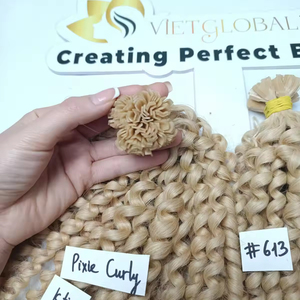 Vapor caliente para rizado Ktip Onda natural Suelta Onda profunda Cabello humano Color Rubio Extensión de cabello El mejor precio - Product Image 1