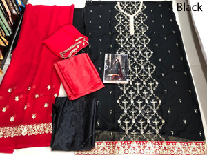 Robes pour femmes en georgette, grandes tailles, style traditionnel indien, avec broderies florales riches, pour mariage, salwar. - Product Image 4