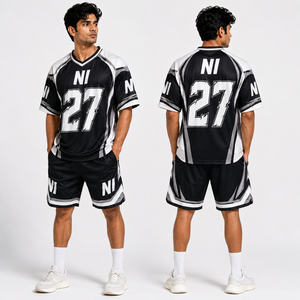 Ensemble maillot et short de football pour homme NI, col en V, impression sublimée, évacuation de l'humidité, uniforme sportif, vêtements de sport d'équipe, toutes saisons - Product Image 3