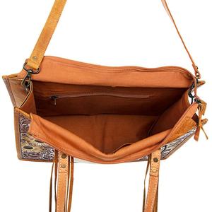 Tournesol usiné à la main bohème Western cuir de vachette véritable gland sac à bandoulière inde fabricant en gros prêt Stock - Product Image 5