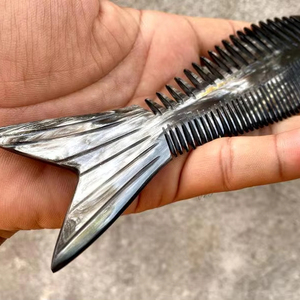 Peigne en corne de qualité naturelle Ciseaux de toilettage pour barbe Brosse à moustache et kit de peigne Ensemble cadeau pour barbe Sac d'Inde BY HF CRAFTS - Product Image 4