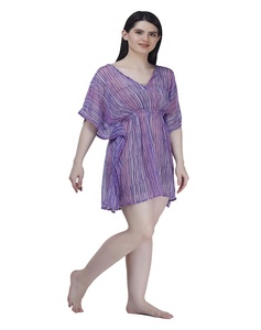 ชุดเดรสสั้นผ้าชีฟองพิมพ์ลายสำหรับชายหาดของผู้หญิงชุดคลุมว่ายน้ำบิกินี่คอวีคลุมชายหาดและชุดว่ายน้ำสำหรับผู้หญิง2025 - Product Image 3