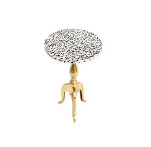 Meubles de salon de vente chaude Table basse en aluminium Table d'appoint pour la décoration de salon avec dessus en bois brun - Product Image 6