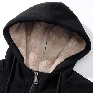 Nouvel arrivage de sweat à capuche d'hiver à fermeture éclair épais et chaud pour hommes en tissu polaire en laine personnalisé très confortable en coton à porter décontracté sweats à capuche à fermeture éclair - Product Image 4