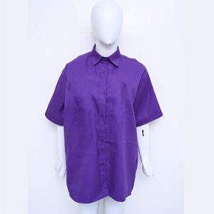 T-shirts boutonnés pour femmes, coupe ajustée extensible, teinture unie, été, 100% coton, respirant, écologique, service OEM, manches courtes - Product Image 1