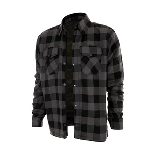 Camisa de Motociclista Personalizada para Hombre y Mujer, Reforzada con Aramida, Gris y Negra, de Franela, Suave, a Cuadros, Protectora, Tallas Grandes - Product Image 5