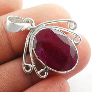 Colgante de mujer, rubí de corindón Natural piedra preciosa, piedra natal de Julio, joyería hecha a mano de Navidad Unisex, colgante de plata de ley 925 - Product Image 3