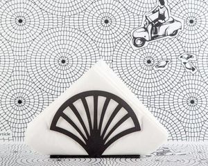 Accessoire de table durable de porte-serviettes en métal noir élégant classique pour le produit de boîtes de mouchoirs de cuisine de tous les jours - Product Image 4