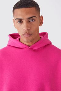 Sweat à capuche épais et oversize en molleton bouclette 100 % coton pour homme, style streetwear thermique, brodé, teint uni, collection automne - Product Image 3