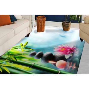 Tapis Zen Stone & Lotus : Décoration de salle de bain spa, tapis moderne, tapis en chenille - Product Image 3