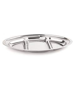 Plateau de service ovale classique en acier inoxydable, écologique, multi-compartiments, compatible lave-vaisselle - Product Image 2