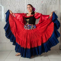 Falda Gypsy Teñida de 25 Yardas, 95% Algodón, 5% Elastano, Marca Premium, Nueva, Larga, Acampanada, Transpirable, para Ballet, Danza Latina, IMPACT, para Mujer