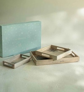 Luxury Wooden Serving Tray with Stand Eco-Friendly Metal <b>Design</b> for Business Gifts Polished Technique MOQ 100pcs - Product Image 1