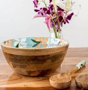 Personnalisation Frangible Luxury Design Mangue Bois Noix Bol à fruits Léger et polyvalent Utilisation émail de haute qualité - Product Image 4