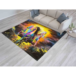 Alfombras Abstractas con Diseño de Caballos, Alfombra con Estampado de Caballos en Movimiento, Alfombra con Patrón, Alfombra de Terciopelo - Product Image 3