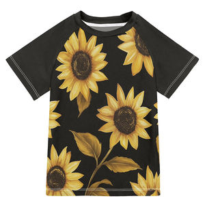 Camiseta de Manga Corta para Niños, Transpirable, Ecológica, para Artes Marciales Mixtas, Cuello Redondo, Secado Rápido, Estampado de Girasol - Product Image 1