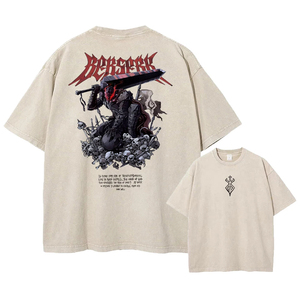 Anime Berserk Guts Acid camiseta Retro Vintage lavado gráfico camisetas hombres Harajuku algodón Casual manga corta Camiseta Tops Unisex - Product Image 5