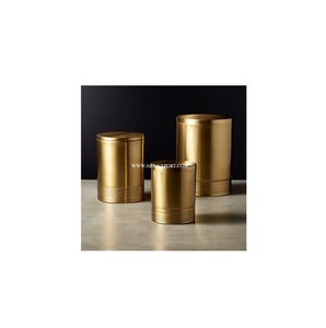 Made Of Brass Gold Plated Antique Kitchen Tin Pots Different Sizes Customized Shape Tea and Sugar Containers At Good Price - Product Image 1