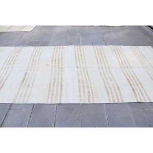 พรมตุรกีโบราณขนาดใหญ่ 5.1x12.1 ฟุต พรมขนสัตว์สีขาว - Product Image 2