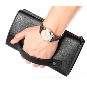 Genuine Leather Long <b>Wallet</b> Unisex Zipper Closure Multi-Card Position Minimalist Style Daily Use - Product Image 5