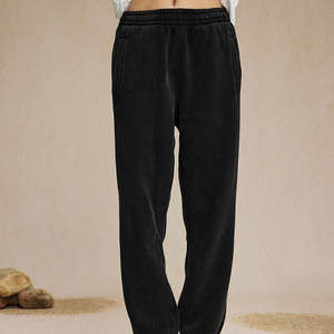 กางเกงวิ่งจ๊อกกิ้งผ้าแคนวาสขากว้างสำหรับผู้ชายทรงหลวมซักปานกลางแบบเรียบงานปัก - Product Image 5