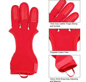 Gants de tir à l'arc en cuir à trois doigts, gants de protection pour les archers à arc recurve et l'équitation, durables et confortables - Product Image 2