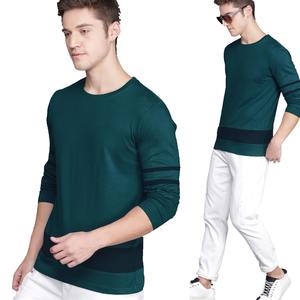 T-shirt à col rond anti-rides pour hommes, coupe ajustée, T-shirt imprimé personnalisé, T-shirts à manches longues en coton biologique 100% pour hommes - Product Image 5