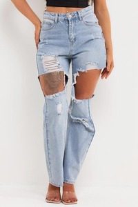 OEM Custom Manufacturer Denim Pants Relaxed Fit Baggy <b>Jeans</b> Coin Pocket Embroidery Blue Acid Wash Denim <b>Jeans</b> Pants for Women's - Product Image 5