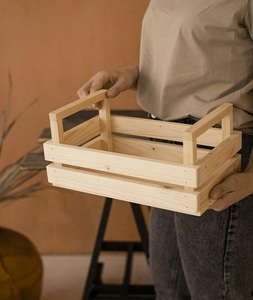 Homeware <b>Wooden</b> Shower Crate Closet Newborn New Parents Welcome Gift Hamper Box <b>Basket</b> Baby Storage Wood Box Shower <b>Wooden</b> Crate - Product Image 3