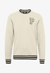 Sudadera Personalizada con Letra P Bordada Estilo Universitario, Cuello Redondo, Manga Larga, con Ribete a Rayas, Informal, de Felpa - Product Image 6