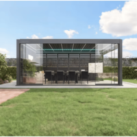Pergola à lames orientables en alliage d'aluminium pour extérieur, structure durable et élégante pour jardin ou terrasse