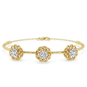 Bracelet ouvrable en or massif 14K avec diamant de laboratoire rond en spirale torsadée, 1 carat TW, élégant, pour un usage quotidien et superposé - Product Image 2