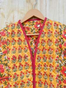 Chaqueta de estilo Kimono acolchado Reversible con estampado de bloque de mano indio para mujer, prendas de vestir exteriores informales de algodón para todas las estaciones - Product Image 3