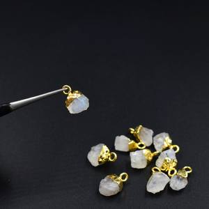 จี้มูนสโตนสีรุ้งทำด้วยมือเครื่องประดับอัญมณีธรรมชาติขนาด8-10มม. เครื่องประดับอัญมณีพลอยมูนสโตนเครื่องประดับดิบ - Product Image 2