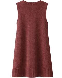 Chaleco de Punto Personalizado para Mujer, Color Granate, Sin Mangas, con Cuello en V y Bolsillos, Acrílico Suave, Informal de Invierno, Diseño de Fabricante Personalizado - Product Image 2