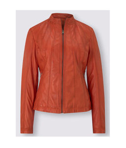 Nouveau 2025 mode femmes en cuir véritable couleur rouge respirant tricoté fermeture éclair manteau Style de haute qualité - Product Image 4